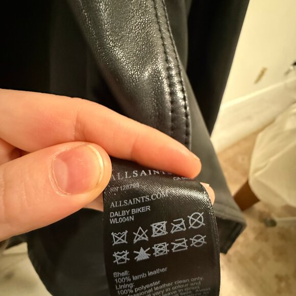 Allsaints Dalby Slim Fit Leather Biker Jacket US 0 - Picture 4 of 5